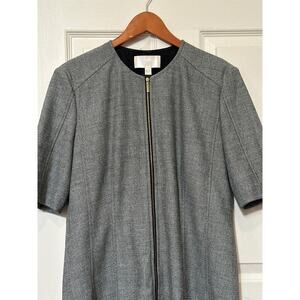 Women’s Hugo Boss Short Sleeve Full Zip Dress Gray Pinpoint Size 10